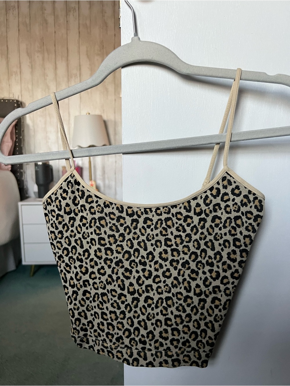 Nikibiki Leopard-Print Cami Slip in Beige and Black